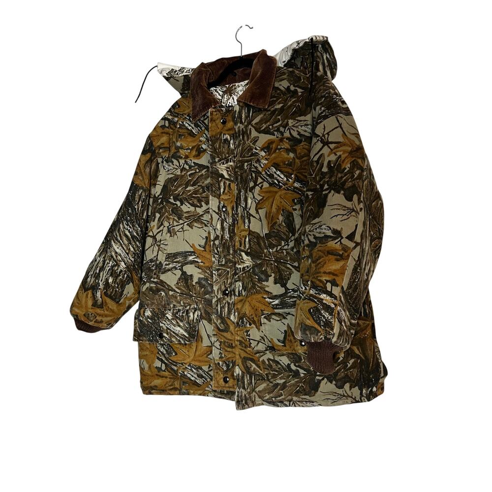 Vintage Walls Reversible Real Tree Hunting Jacket Men’s Camo Corduroy Collar LRG